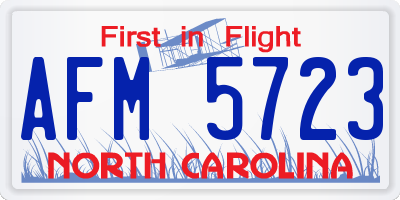 NC license plate AFM5723