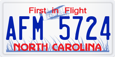 NC license plate AFM5724