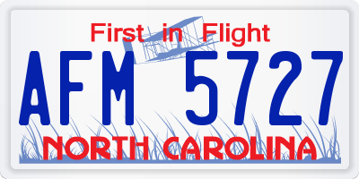 NC license plate AFM5727