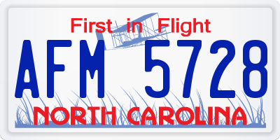 NC license plate AFM5728