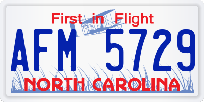 NC license plate AFM5729