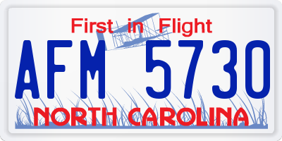NC license plate AFM5730