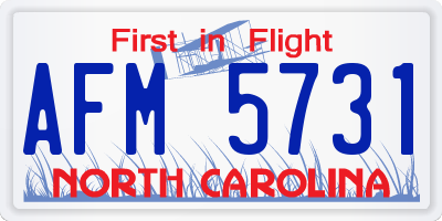 NC license plate AFM5731
