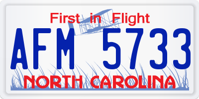 NC license plate AFM5733