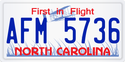 NC license plate AFM5736