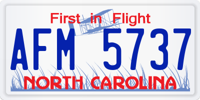 NC license plate AFM5737