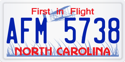 NC license plate AFM5738