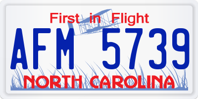 NC license plate AFM5739