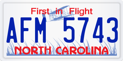 NC license plate AFM5743