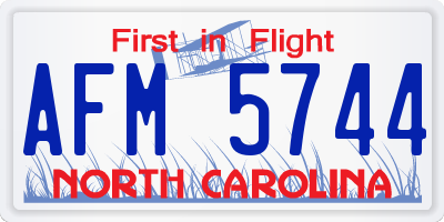 NC license plate AFM5744