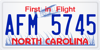 NC license plate AFM5745