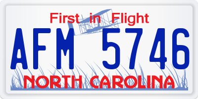 NC license plate AFM5746