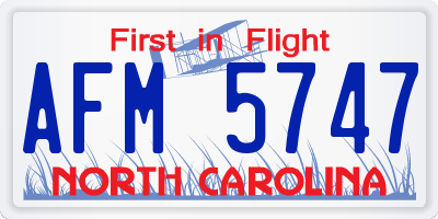 NC license plate AFM5747