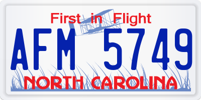 NC license plate AFM5749