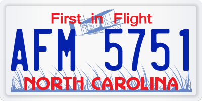 NC license plate AFM5751