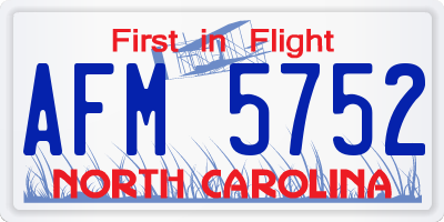 NC license plate AFM5752