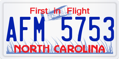 NC license plate AFM5753
