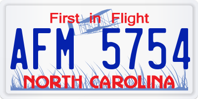 NC license plate AFM5754