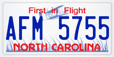 NC license plate AFM5755