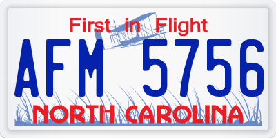NC license plate AFM5756