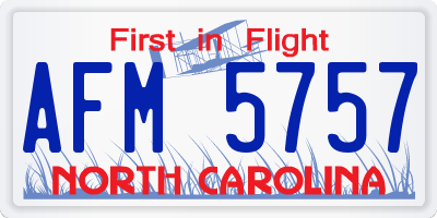 NC license plate AFM5757