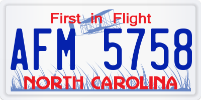NC license plate AFM5758