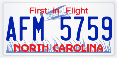 NC license plate AFM5759