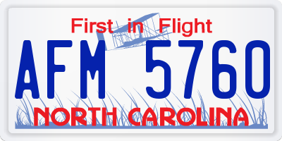 NC license plate AFM5760