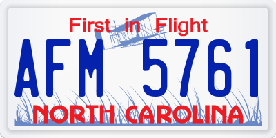 NC license plate AFM5761