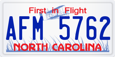 NC license plate AFM5762