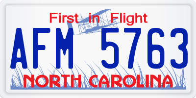 NC license plate AFM5763