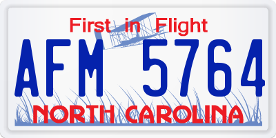 NC license plate AFM5764
