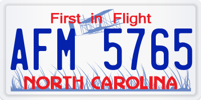 NC license plate AFM5765
