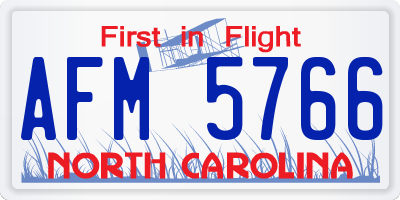 NC license plate AFM5766