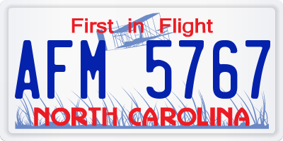 NC license plate AFM5767