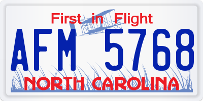 NC license plate AFM5768