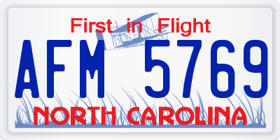 NC license plate AFM5769