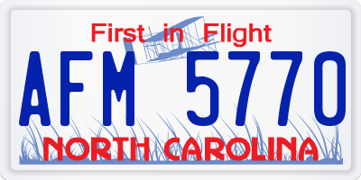 NC license plate AFM5770