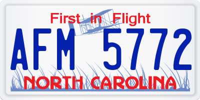 NC license plate AFM5772