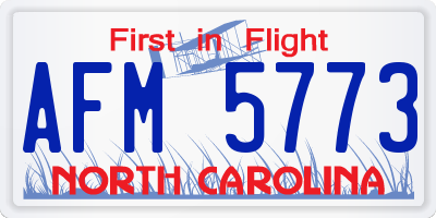 NC license plate AFM5773
