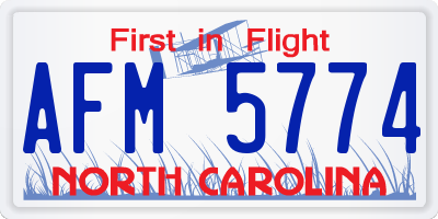 NC license plate AFM5774