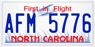 NC license plate AFM5776