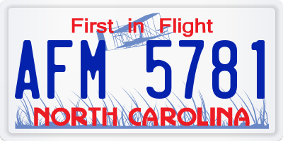 NC license plate AFM5781