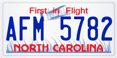 NC license plate AFM5782