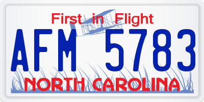 NC license plate AFM5783