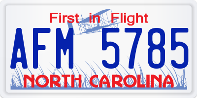 NC license plate AFM5785
