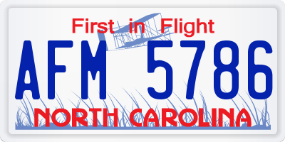 NC license plate AFM5786