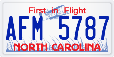 NC license plate AFM5787