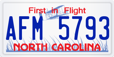 NC license plate AFM5793