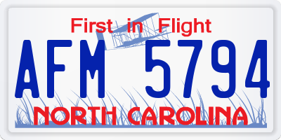 NC license plate AFM5794